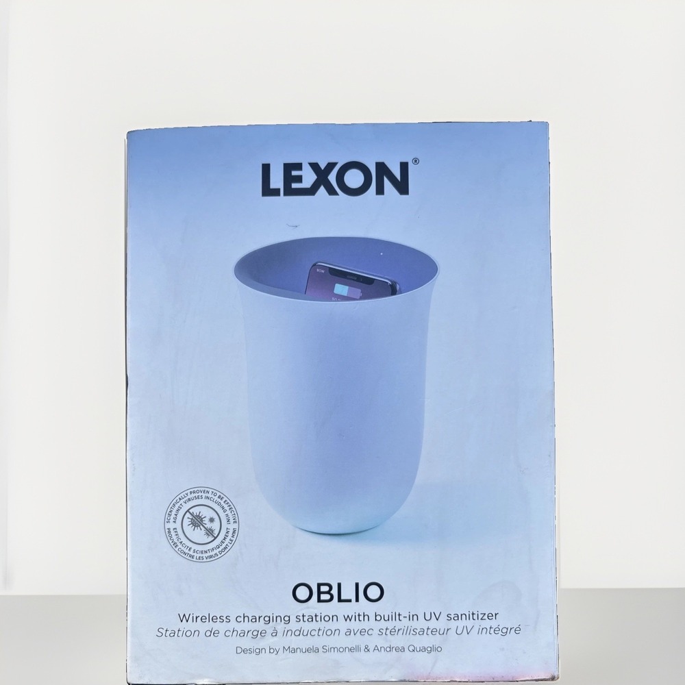 Lexon Oblio Wireless Charging Station & UV-C Light Sanitizer iPhone Samsung